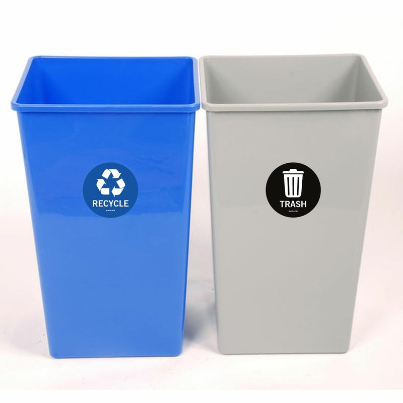 SICOL PLUS Recycle Bin Sticker - Trash Can Decals 4 x 4 Inches Round - Image 3